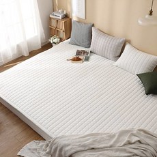 純棉絎縫固定帶防水家庭床墊, 象牙白