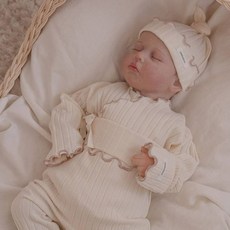 PEEKABOO 童款Riley荷葉滾邊嬰兒連身衣長褲帽子套裝