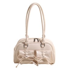 연이랜드 투 리본 포켓 더플 숄더백