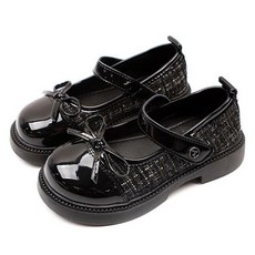 Lulushu 女童斜紋拼色蝴蝶結鞋 RA112