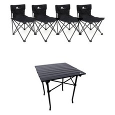 싸파 캠핑 테이블 + 의자 4p 세트 4인용, 블랙
