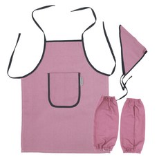 베베슈에뜨 아동용 단색 캔버스 면 앞치마 + 두건 + 토시 2p 세트