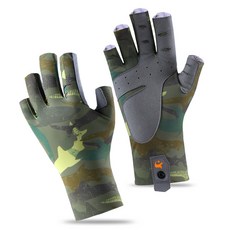 Life& 防滑路亞釣魚手套 雙手穿戴 B1700, 1套, 迷彩綠