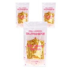 파티공구 파티장식은박수술커튼 홀로그램, 골드, 3개