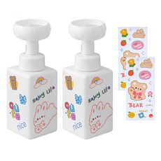 THE ZAKKA 花朵泡沫洗手液按壓瓶 450ml, 白色, 2個