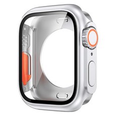 ZELSEN Apple Watch 兼容 Ultra 變身全包覆一體式 9H 鋼化玻璃保護殼, 銀色, 1個