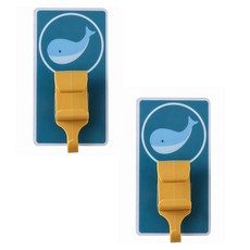 22度 浴缸洗臉盆多用途掛鉤, 深藍色海豚, 2個