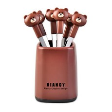 Cuteme 不鏽鋼水果叉 6入 + 收納盒, 棕熊, 1套