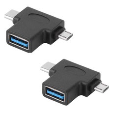 헨센 OTG 2in1 USB + C타입 십자어댑터, 혼합색상, 2개