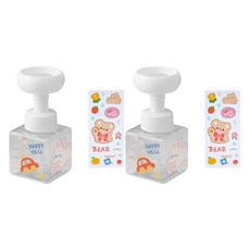 더자카 플라워 거품 핸드워시 디스펜서 2p 250ml + 스티커2p 랜덤발송, 투명, 1세트