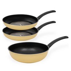 interCOOK 鑽石鍋, 黃色, 平底鍋 24cm 2入+炒鍋 28cm, 3個