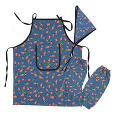 베베슈에뜨 프린팅 면 앞치마 + 두건 + 토시 양쪽 세트