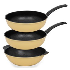 interCOOK 鑽石鍋, 黃色, 炒鍋 28cm 2入+圓炒鍋 28cm, 3個