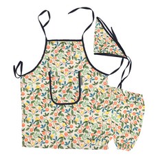 BEBE CHOUETTE 印花棉質圍裙 + 頭巾 + 兩側袖套組