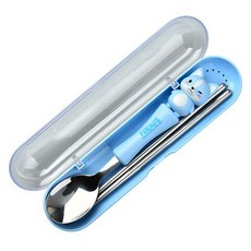 큐트미 애니멀 스푼 젓가락세트, 블루(MP450), 수가락 + 젓가락 + 케이스, 1세트