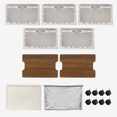 리빙해피 오픈도어 폴딩 수납 박스 63L x 5p + MDF 2p + PP + 방수백 + 바퀴 8p 세트, 아이보리