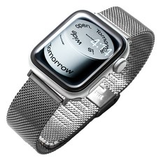 누아트 애플워치 호환 밀레니즈 루프 클립형 메탈 스트랩, 실버, 1개