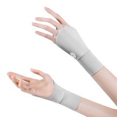 메이크마인 여성용 냉감소재 골프 손등토시 반장갑 좌우세트, 그레이, 1세트