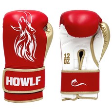 HOWLF 雅典娜 拳擊手套 雙手穿戴 套組, 紅色 + 白色 + 金色, 1套