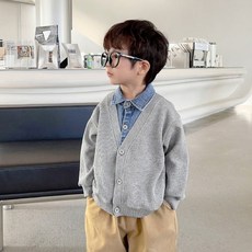 Arbe 兒童襯衫假兩件針織開襟衫