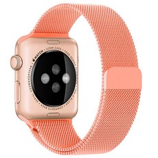 스마트워치 호환 메탈 스트랩 밴드 AM10 38 / 40 / 41mm, 살구, 1개