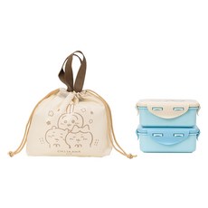 LiLFANT Munjakgwi 緊湊型 2 層午餐盒袋套裝 MZ8474, 天藍色 + 米色, 1套