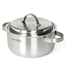 Kitchen-Art 電磁爐適用Premio系列3層不鏽鋼附蓋雙耳湯鍋, 20cm, 銀色, 1個