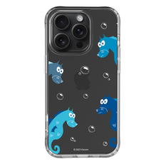 스폰지밥 에어풀가드 해마 휴대폰 케이스, 투명 + 블루