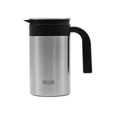 Hotcom 大容量附提把不鏽鋼水瓶, 1.25L, 1個, 黑色