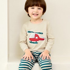 unifriend 童款直升機印花9分袖上衣長褲組