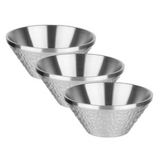 plala 雙層不鏽鋼錘紋刨冰碗 5號, 銀色, 3個