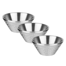 plala 雙層不鏽鋼錘紋刨冰碗 2號, 銀色, 3個