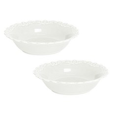Rebling 復古蕾絲浮雕深圓盤 15cm, 白色, 2個