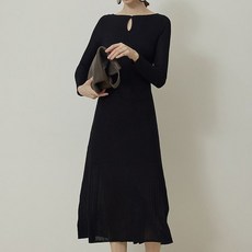 페이퍼먼츠 슬림 보트넥 앞트임 긴팔 롱 원피스 22859 빅사이즈 포함