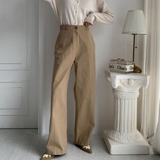 針織女款棉質側邊扣環寬褲 葛利斯西裝褲