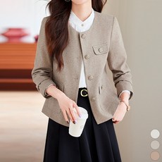ATTERLIC 女款無領圓領大尺碼單排扣夾克 14382