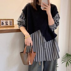 ATTERLIC 女款背心假兩件條紋襯衫 14400