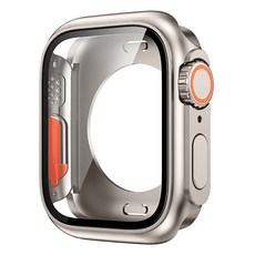 ZELSEN Apple Watch Ultra 變身 全包覆一體式 9H 鋼化玻璃保護殼 45mm, 鈦金色, 1個