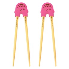 MOTHER'S CORN Rice2CU孩童學習訓練筷, 亮粉色, 2個