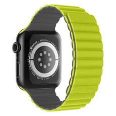 애플워치 호환 마그네틱 실리콘 스트랩 42 / 44 / 45 / 49 mm, AMG6 네온그린그레이, 1개