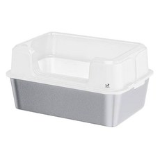 DING DONG PET 貓用不鏽鋼加高貓砂盆, 1個, 白色