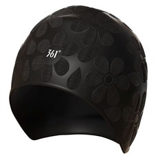 361 花朵女士泳帽, 1個, 黑色