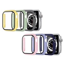 젤센 애플워치 호환 풀커버 일체형 9H 강화유리 케이스 파스텔 6종 세트, 핑크, 옐로우, 라임, 라벤더, 그레이, 네이비, 1세트