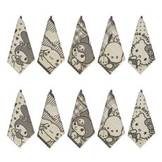 YOUNGSHIN TOWEL Cotton View Sanrio 角色色織圓環手巾 5 種 x 2 件套, 1組, Hello Kitty、Pochaco、Kuromi、Cinnamoroll、My Melody