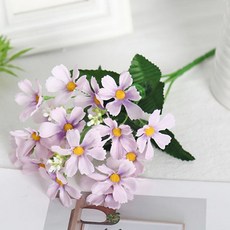 조화 홈플로우 웨딩 홈 사진 소품 풍성한 데이지 꽃다발, 퍼플, 1개