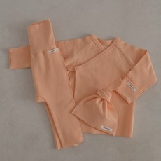 PEEKABOO Pring嬰兒扣式開襟長袖上衣+長褲+打結帽套裝