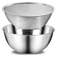 bella cuisine 不鏽鋼攪拌盆濾網2件組, 1個, 攪拌盆 + 濾網