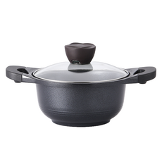 Lacena Venice Black Pearl陶瓷附蓋雙耳鑄造鍋, 1個, 黑色, 18cm
