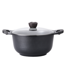 Lacena Venice Black Pearl陶瓷附蓋雙耳鑄造鍋, 1個, 28cm, 黑色