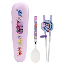 LiLFANT 迪士尼腦筋急轉彎2不鏽鋼兒童筷子湯匙漂浮餐具盒, 筷子 + 湯匙 + 餐具盒, 混合顏色, 1個